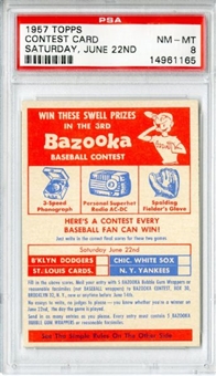 1957 Topps Contest Card (June 22nd) PSA NM-MT 8